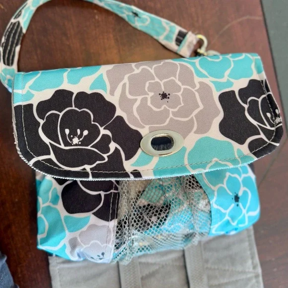 Lilly Bit Elegant Mini Baby Bag - Black, Aqua Diaper Clutch Adjustable Crossbody - Picture 6 of 12